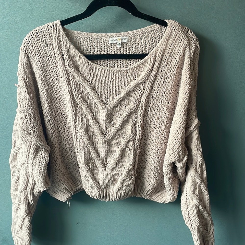Tan Cropped Sweater Size: S